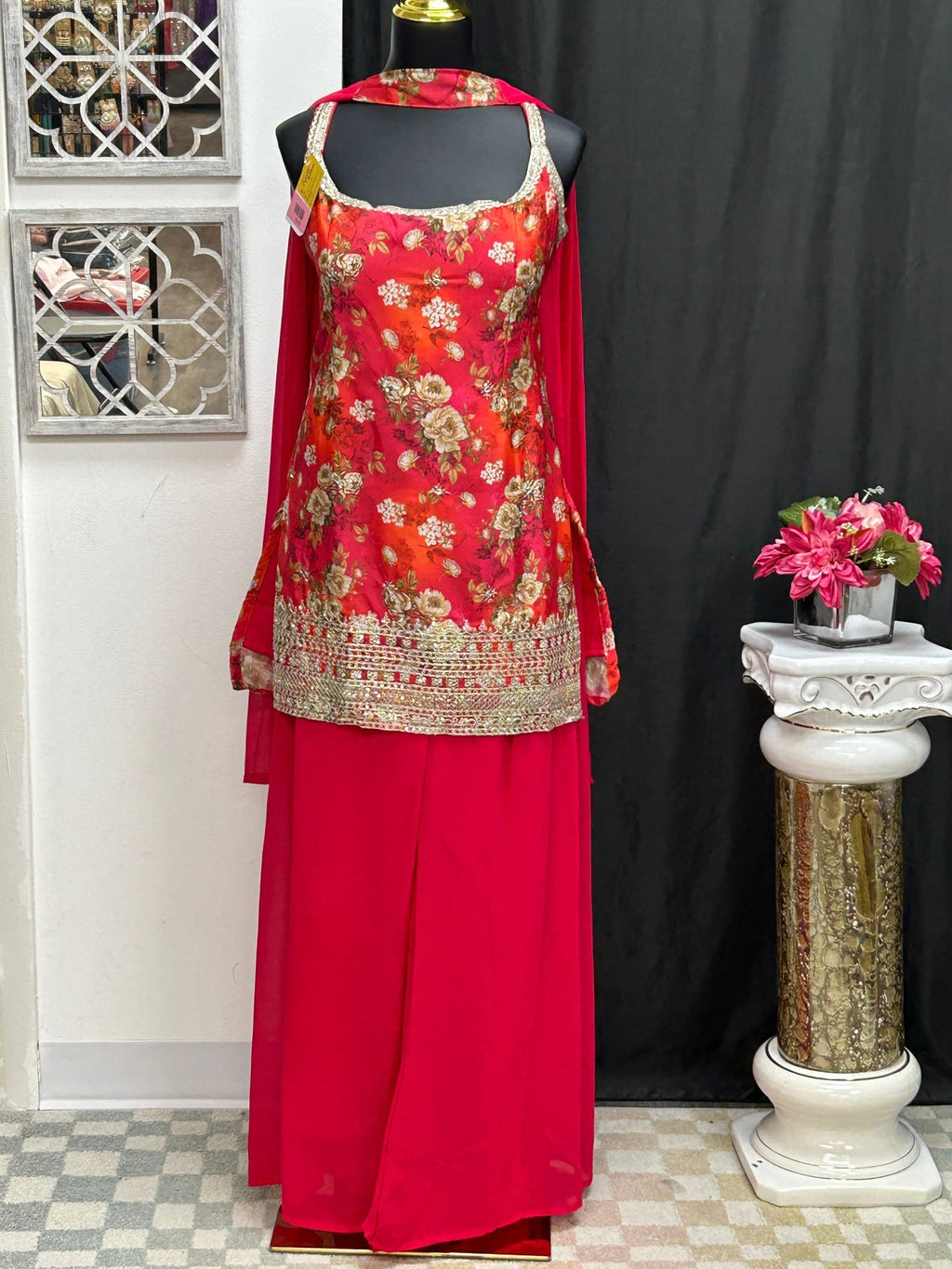 Chinon silk sharara suit by Kurti Connection USA
