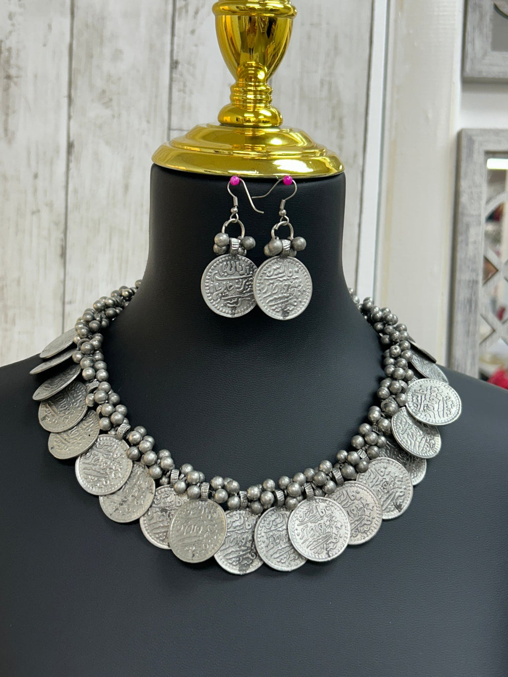 Oxidized silver necklace set by Kurti Connection USA