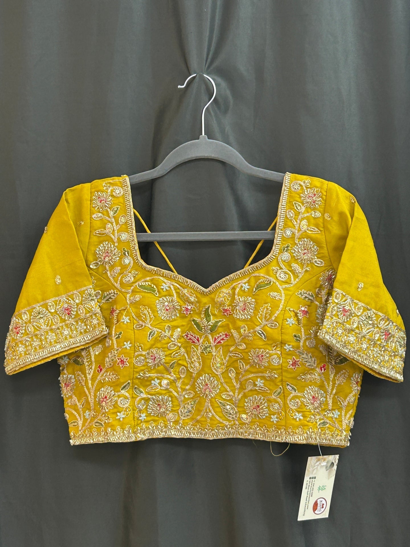 Hand embroidered blouse | tissue silk blouse with all over hand embroidery by Kurti Connection USA