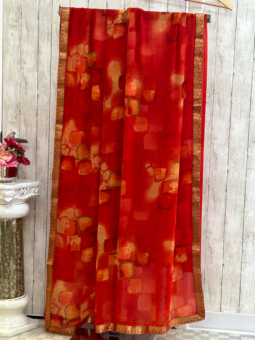 Printed chiffon saree