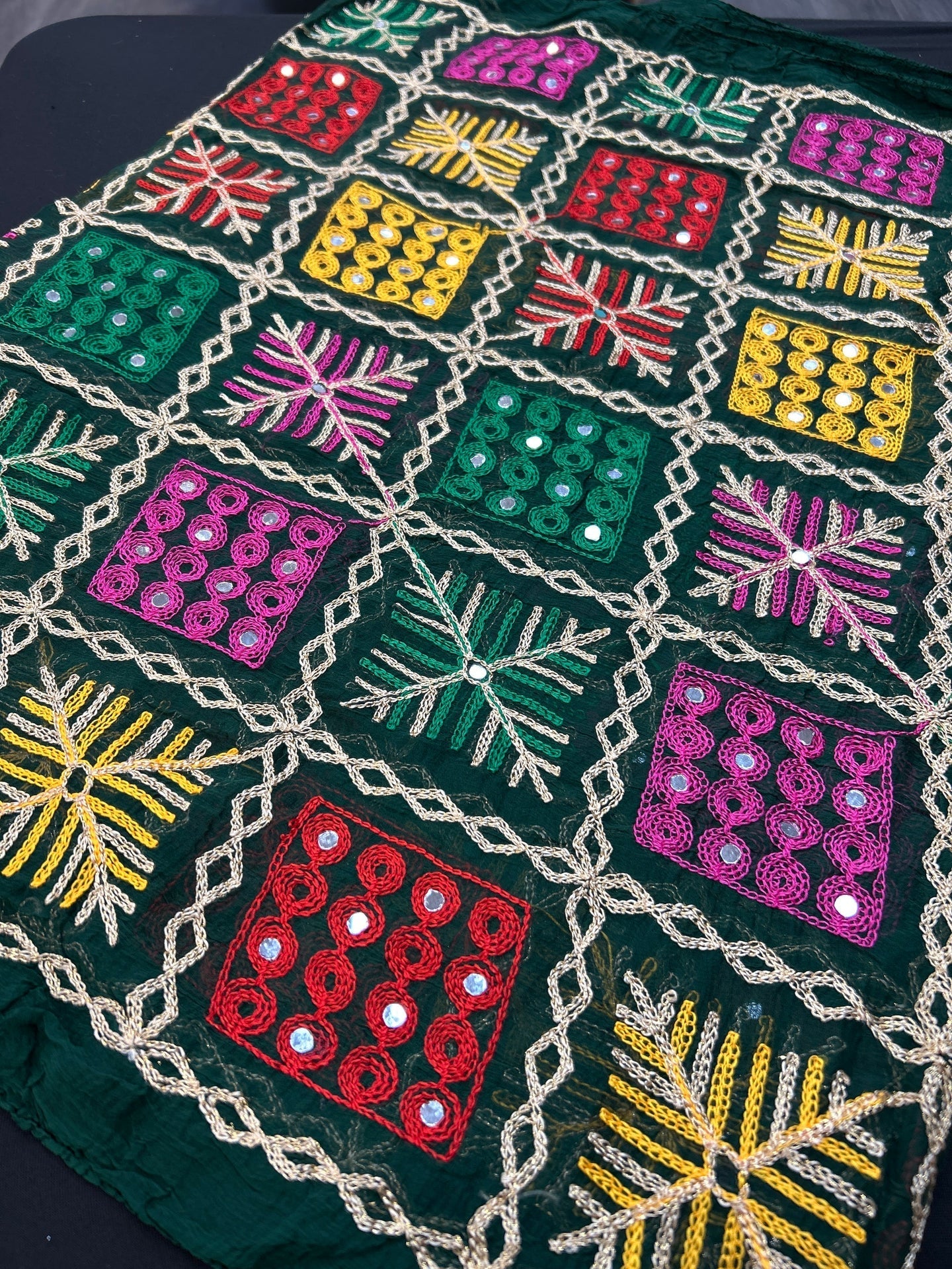 Embroidered phulkari dupatta by Kurti Connection USA