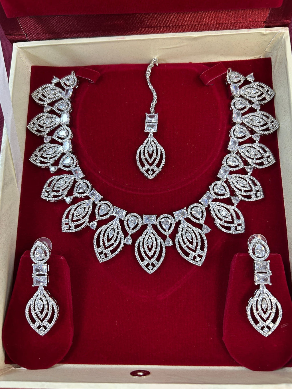 CZ Necklace set by Kurti Connection USA