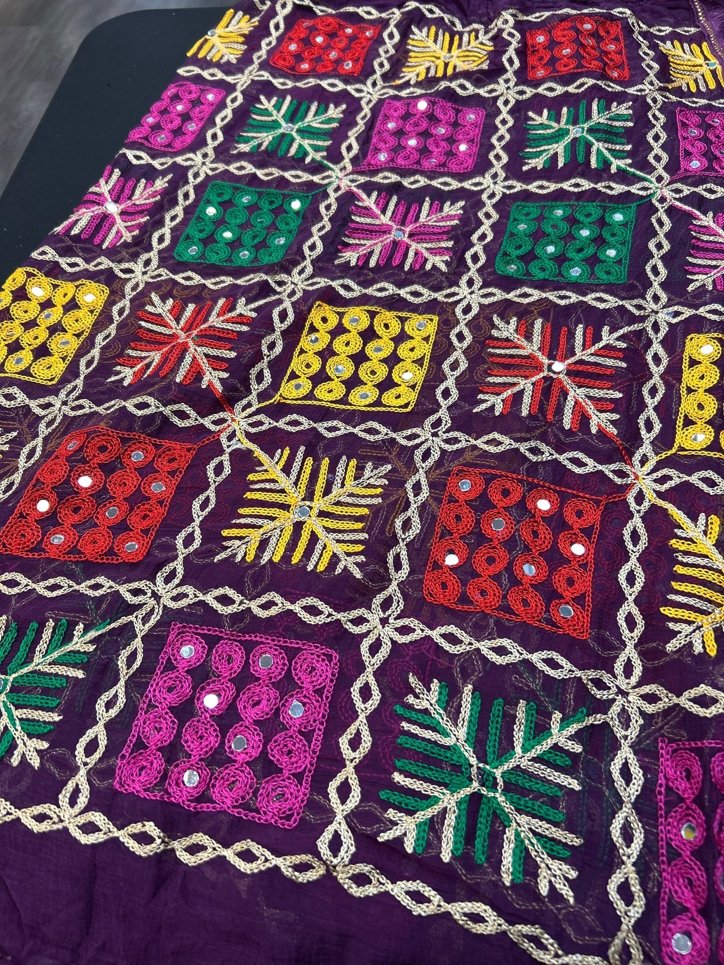 Embroidered phulkari dupatta by Kurti Connection USA
