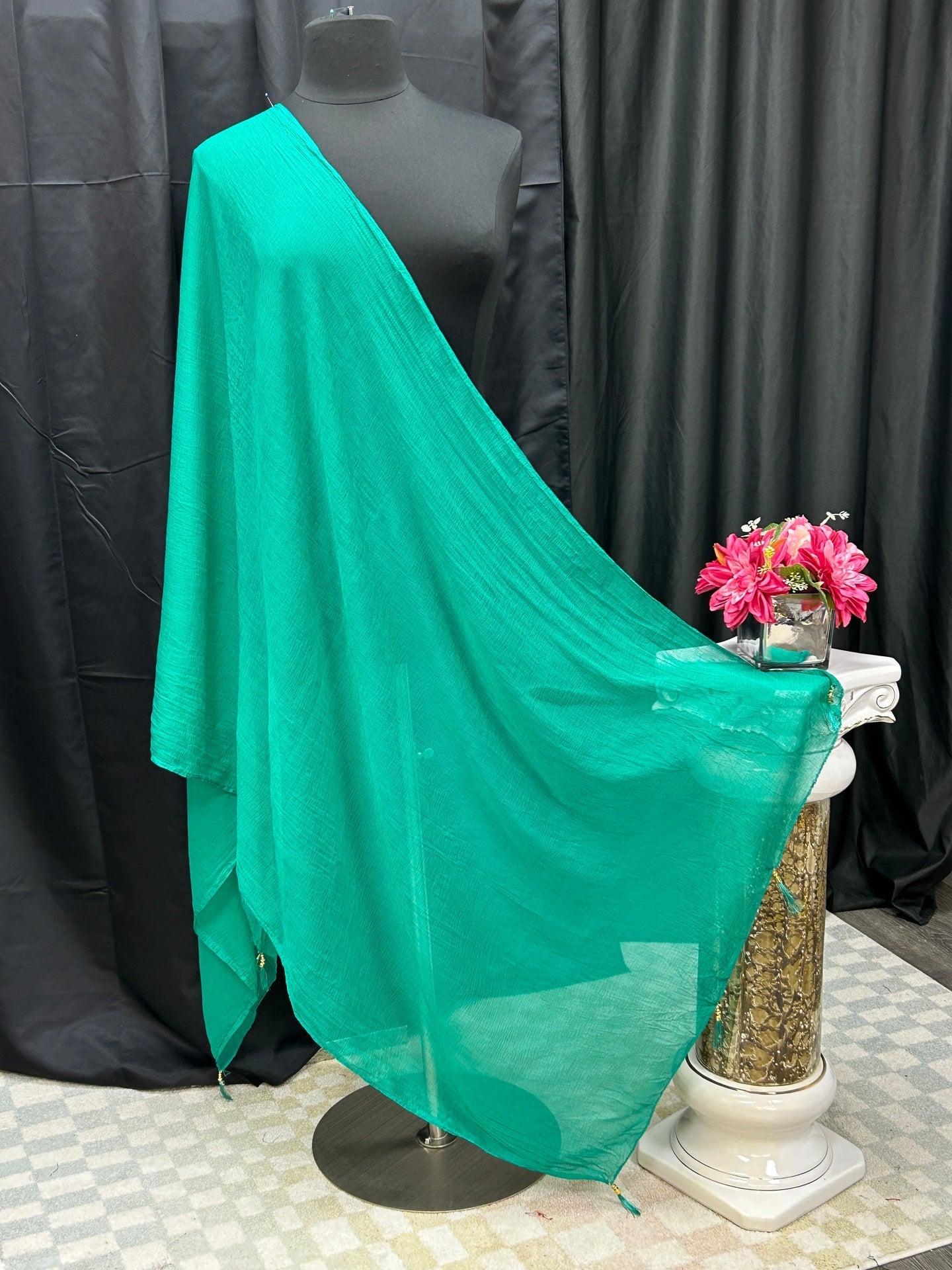 Chiffon green dupatta by Kurti Connection USA