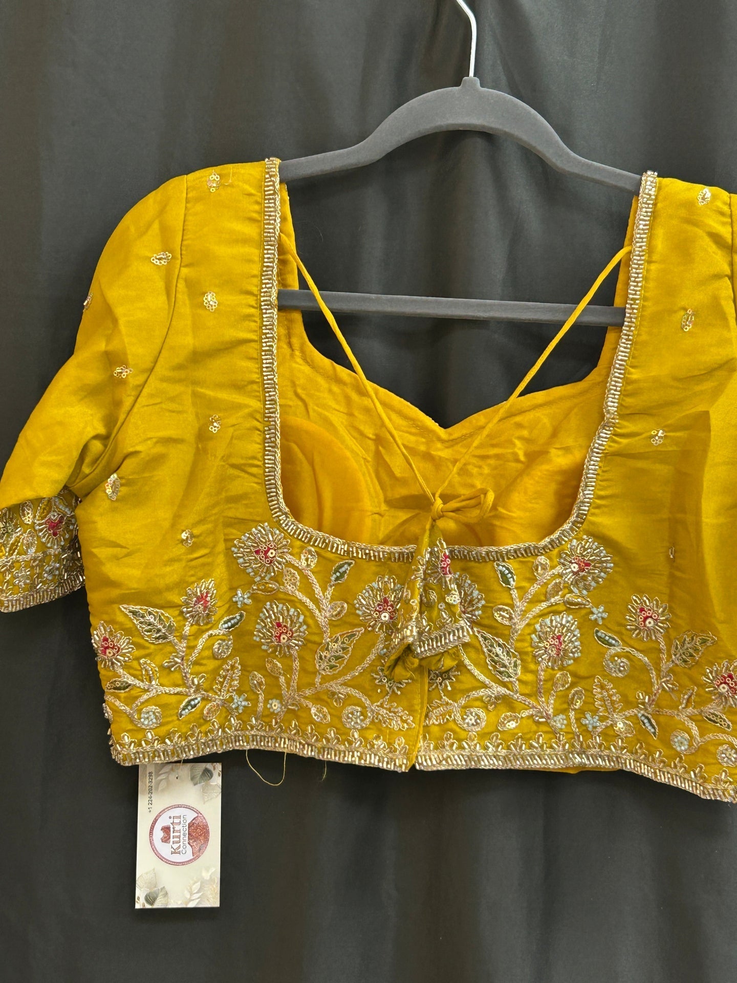 Hand embroidered blouse | tissue silk blouse with all over hand embroidery by Kurti Connection USA