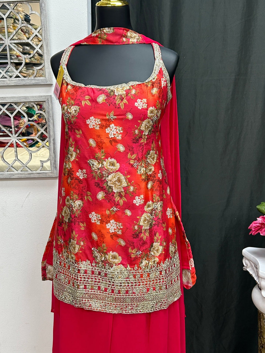 Chinon silk sharara suit by Kurti Connection USA
