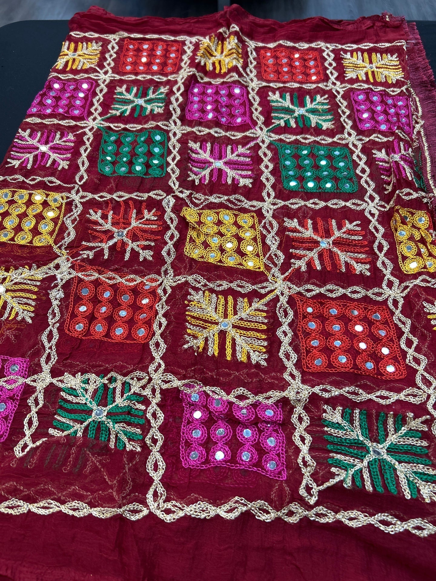 Embroidered phulkari dupatta by Kurti Connection USA