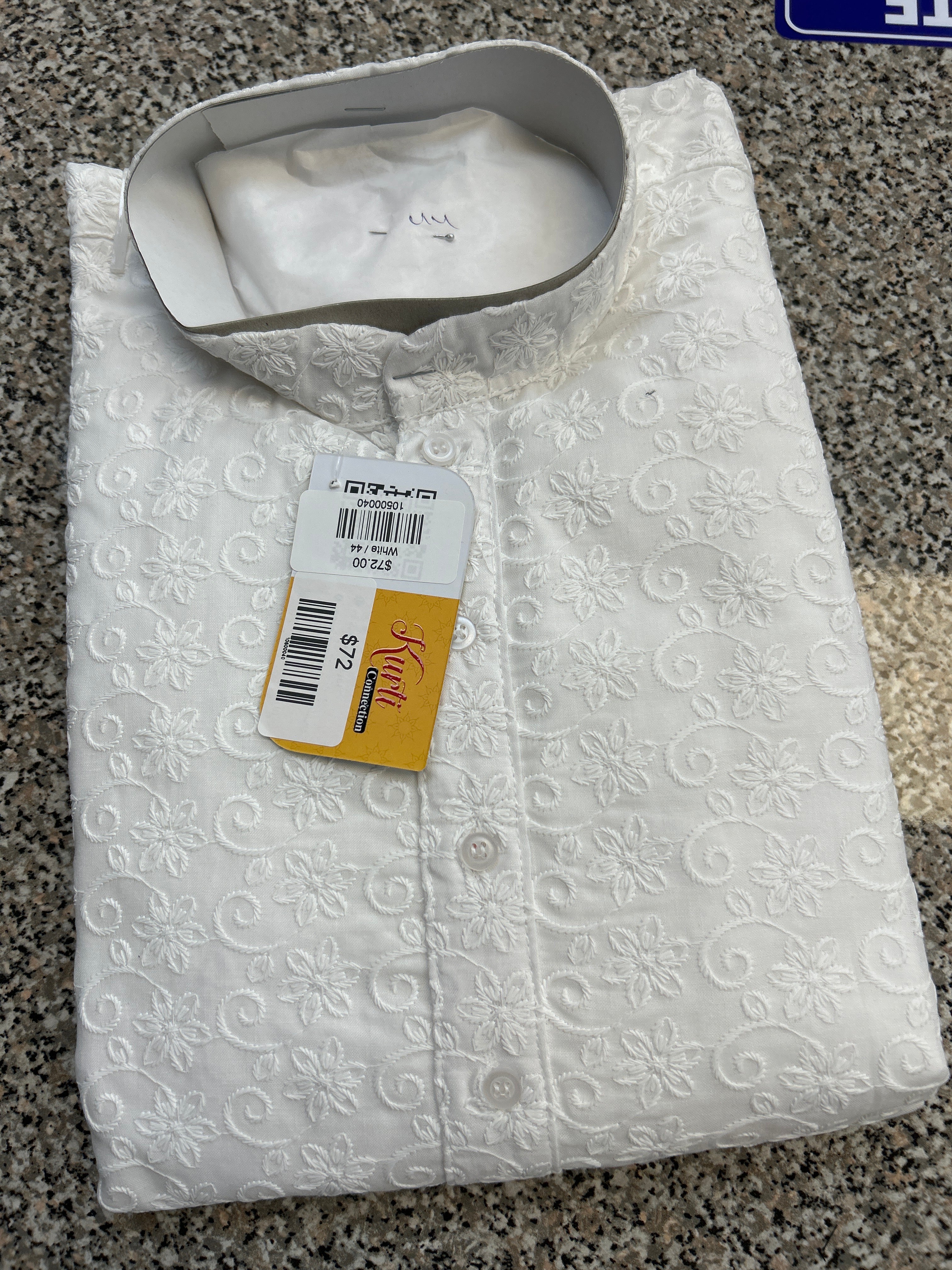 White chikankari cotton kurta pajama