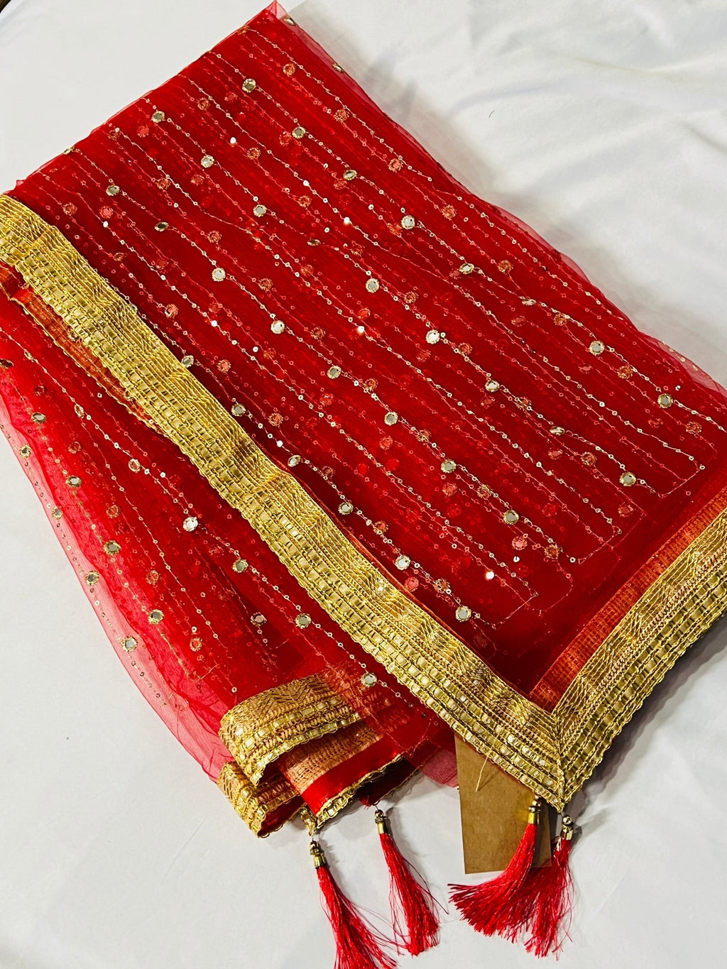 Red net dupatta