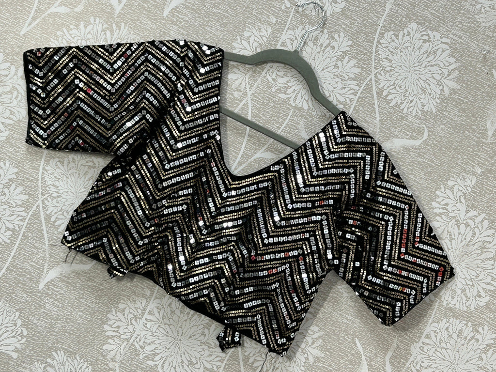 Black sequin blouse by Kurti Connection USA
