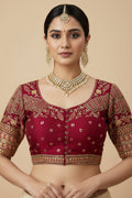 Designer party wear blouse : magenta pink by Kurti Connection USA