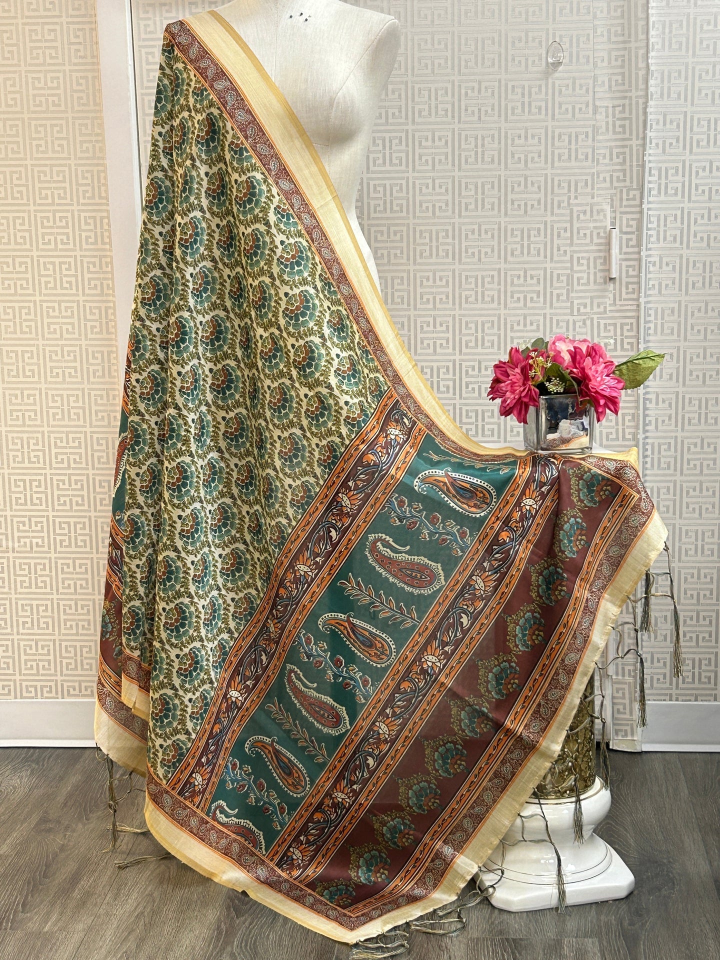 Silk dupatta : digital print by Kurti Connection USA