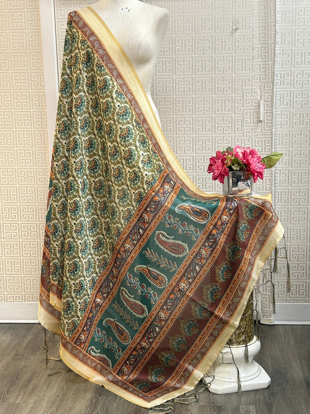 Silk dupatta : digital print by Kurti Connection USA