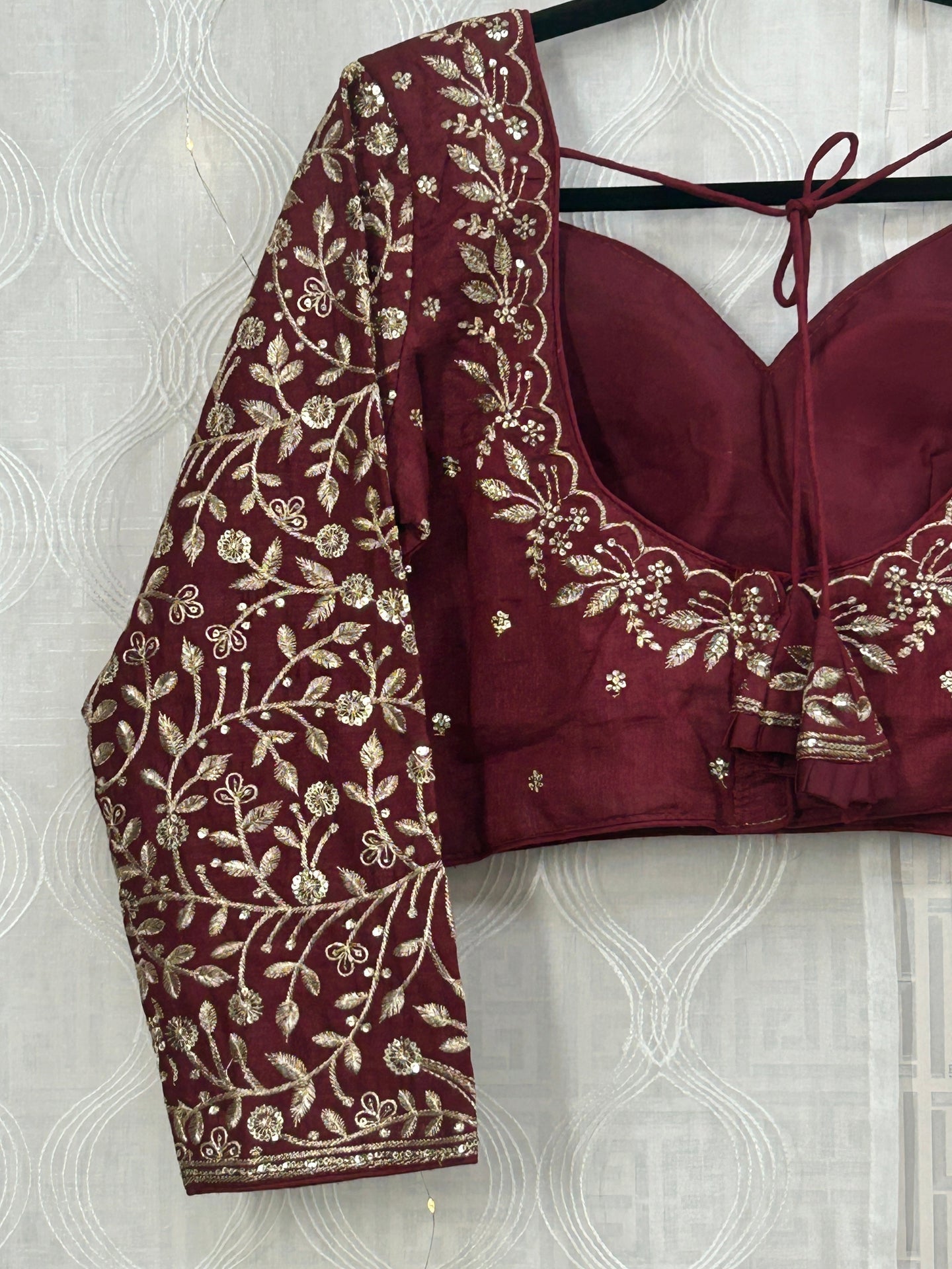 Maroon Silk cotton blouse by Kurti Connection USA