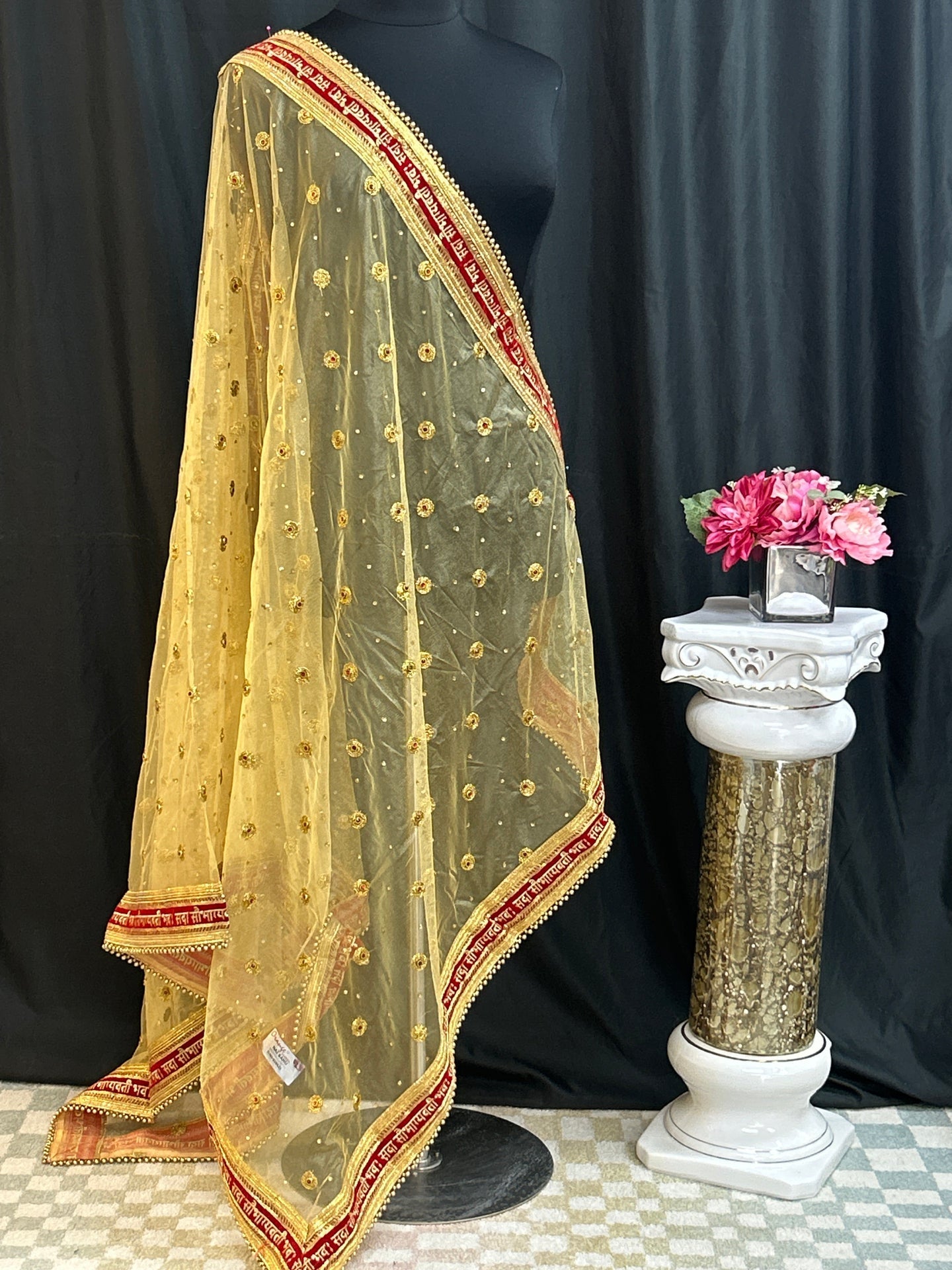 Bridal dupatta | golden dupatta for bridal lehenga/ saree by Kurti Connection USA