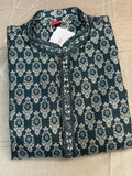 Dark green brocade kurta pajama by Kurti Connection USA