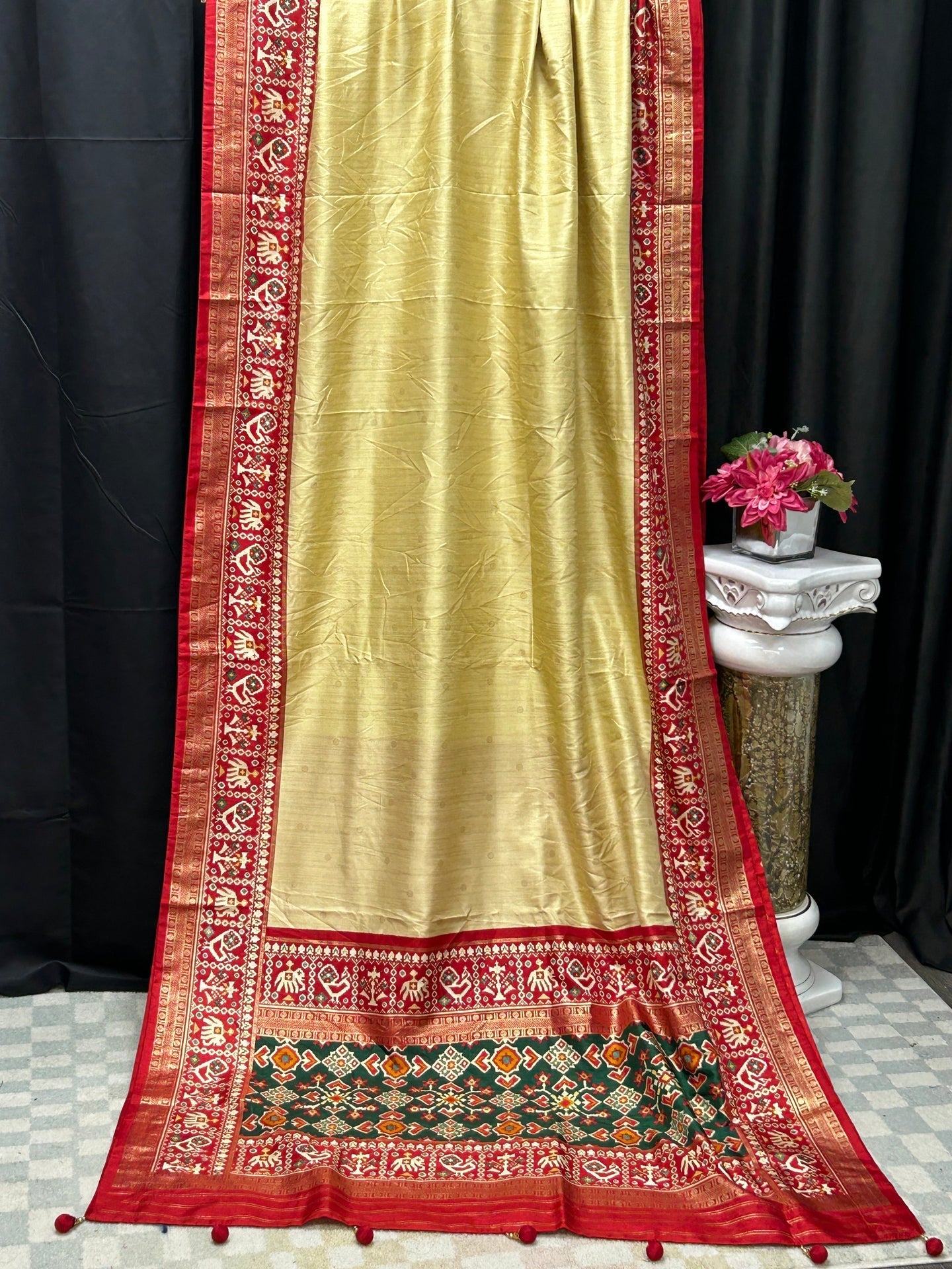 Patola print saree : henna green
