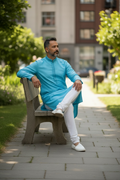 Light blue poly silk Kurta set
